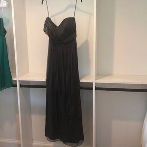 Amsale charcoal grey bridesmaid dress